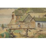 Tadeusz Cieślewski (ojciec) (1870 Warszawa - 1956 Warszawa), Zabudowania nad potokiem Grodarz w Kazimierzu Dolnym
