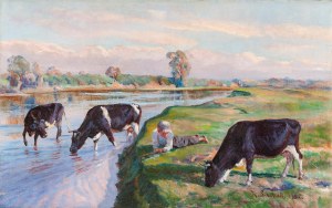 Kazimierz Lasocki (1871 Gąbin - 1952 Warsaw), On the pasture, 1932