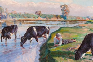 Kazimierz Lasocki (1871 Gąbin - 1952 Warsaw), On the pasture, 1932