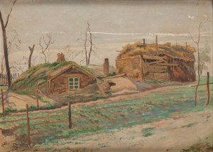 Rafał Wąsowicz (1867 - 1944 Warsaw), Lepianka in the village of Głosków, 1916