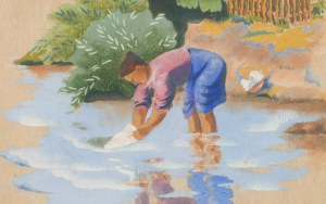 Hanna Korczak-Idzinska (1913 - 2011), Washerwoman by the River, 1938