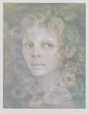 Leonor Fini (1918 Buenos Aires - 1996 Paris), Woman among flowers (Femme parmi les fleurs), circa 1970/1979