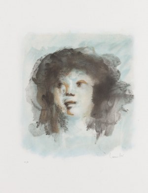 Leonor Fini (1918 Buenos Aires - 1996 Paris), Face of a woman against a blue background (Visage de femme sur fond bleu) , ca. 1970/1979