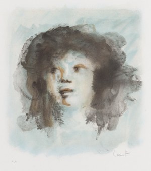 Leonor Fini (1918 Buenos Aires - 1996 Paris), Face of a woman against a blue background (Visage de femme sur fond bleu) , ca. 1970/1979