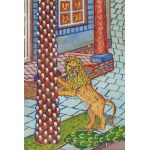 Jan Plaskocinski (1919 Pulawy - 1993 Warsaw), Houses with lions, 1967