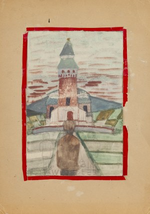 Nikifor Krynicki (1895 Krynica - 1968 Folusz), Man in front of a church