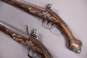 Pair of dueling pistols, France 18th century.