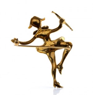 FOS, Gold enameled Harlequin brooch