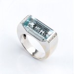 PONTEVECCHIO, Aquamarine diamond gold band ring
