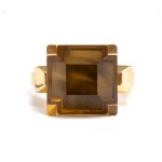GUCCI, Chiodo Collection: gold ring with smoky quartz