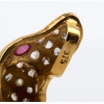 Diamond ruby emerald gold silver pendant brooch