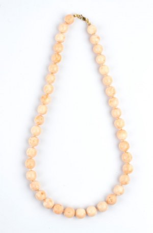 Pink coral necklace with gold clasp