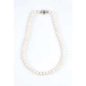 Diamond gold pearl necklace