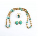 Gold turquoises jewelry set
