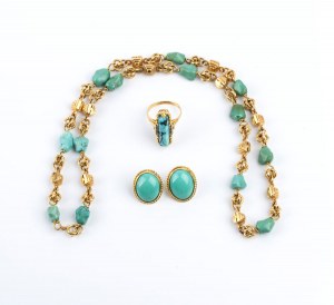 Gold turquoises jewelry set