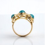 Diamond turquoise gold band ring