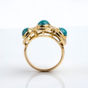 Diamond turquoise gold band ring