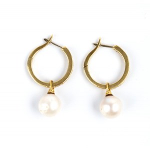 Diamond pearl gold earrings