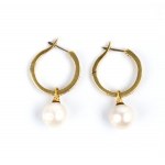 Diamond pearl gold earrings