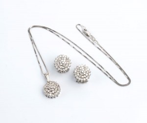 Gold diamond earrings and necklace