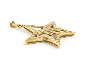 Gold pendant with diamond zodiac symbol
