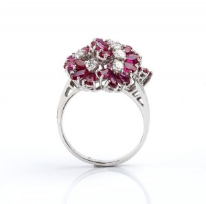 Gold rubies and diamonds ring