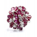 Gold rubies and diamonds ring