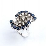Gold ring with diamonds and sapphires