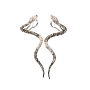 Diamond snake gold earrings