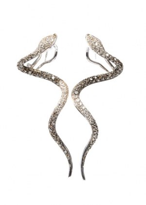 Diamond snake gold earrings