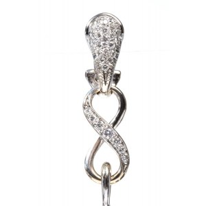 Pair of diamond and pearl pendant ear clip