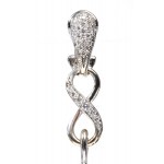 Pair of diamond and pearl pendant ear clip