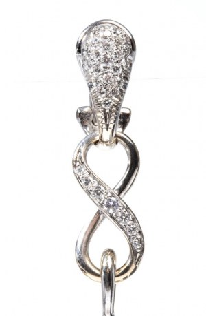 Pair of diamond and pearl pendant ear clip