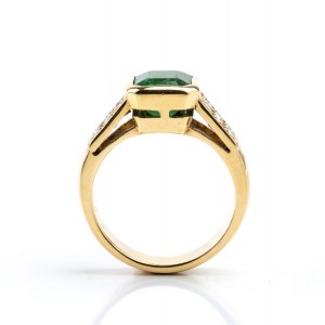 Gold emerald and diamond ring
