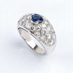 Sapphire diamond gold band ring
