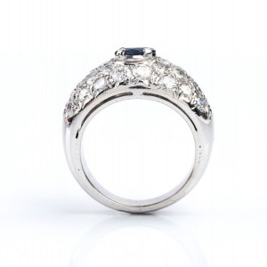 Sapphire diamond gold band ring
