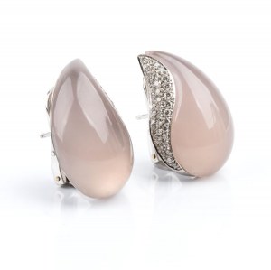 Diamond chalcedony gold pair of earrings