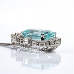 Aquamarine diamond pendant necklace