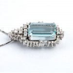Aquamarine diamond pendant necklace