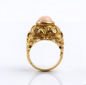 Angel skin coral gold bracelet and ring