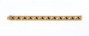 Garnet gold bracelet and brooch