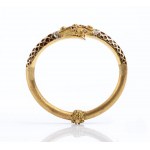 Rigid gold bracelet with enamels, diamonds, rubies, emeralds and sapphires