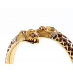Rigid gold bracelet with enamels, diamonds, rubies, emeralds and sapphires