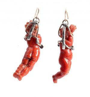 Coral putto earrings