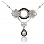 Gold diamond and onyx necklace