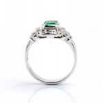 Emerald diamond white gold ring
