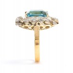 Blue topaz diamond gold silver ring