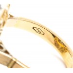 Blue topaz diamond gold silver ring