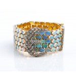 Gold and silver bracelet with diamonds and nobles opals