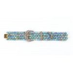 Gold and silver bracelet with diamonds and nobles opals